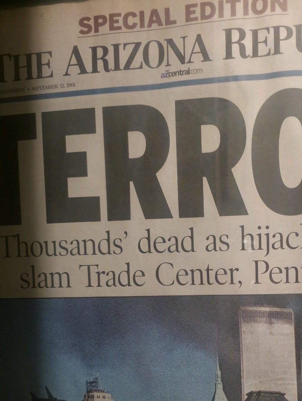 Sep 12 Az Republic Framed Terrorist Attack Decor - Black Frame